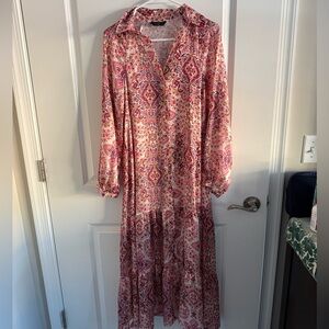 Zara - Multicolored Satin Effect Dress Maxi -Small